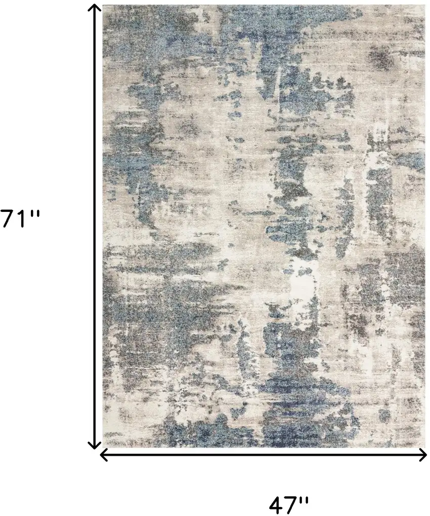 Blue Abstract Power Loom Area Rug Photo 3
