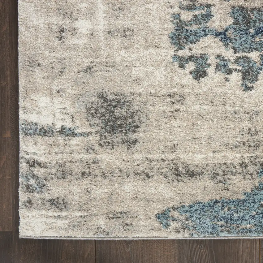 Blue Abstract Power Loom Area Rug Photo 9