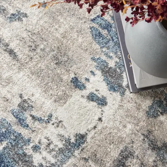 Blue Abstract Power Loom Area Rug Photo 7