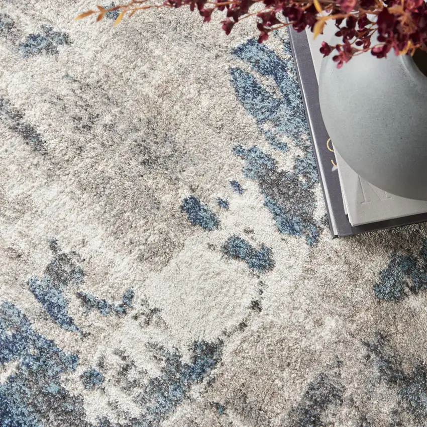 Blue Abstract Power Loom Area Rug Photo 7