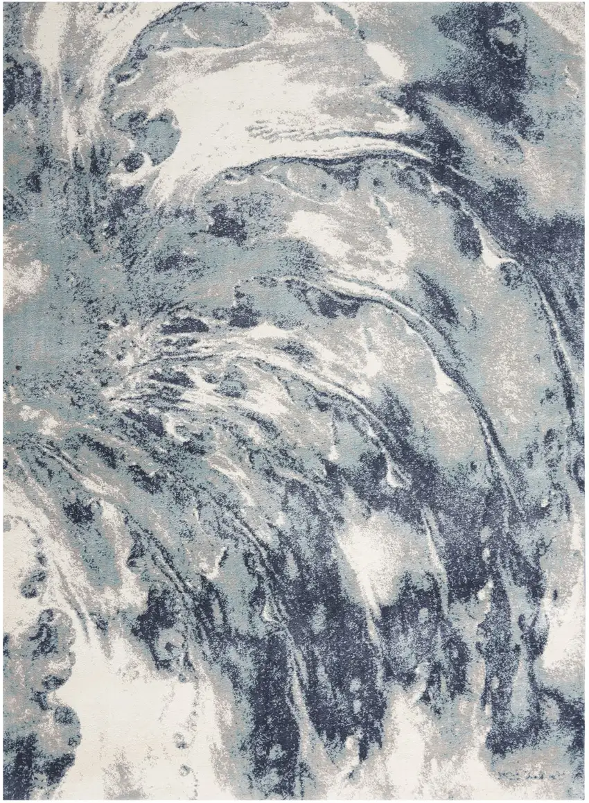 Blue Abstract Power Loom Area Rug Photo 1