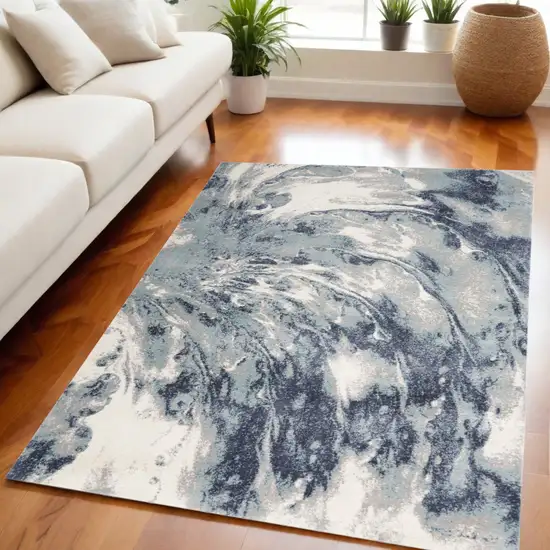 Blue Abstract Power Loom Area Rug Photo 1