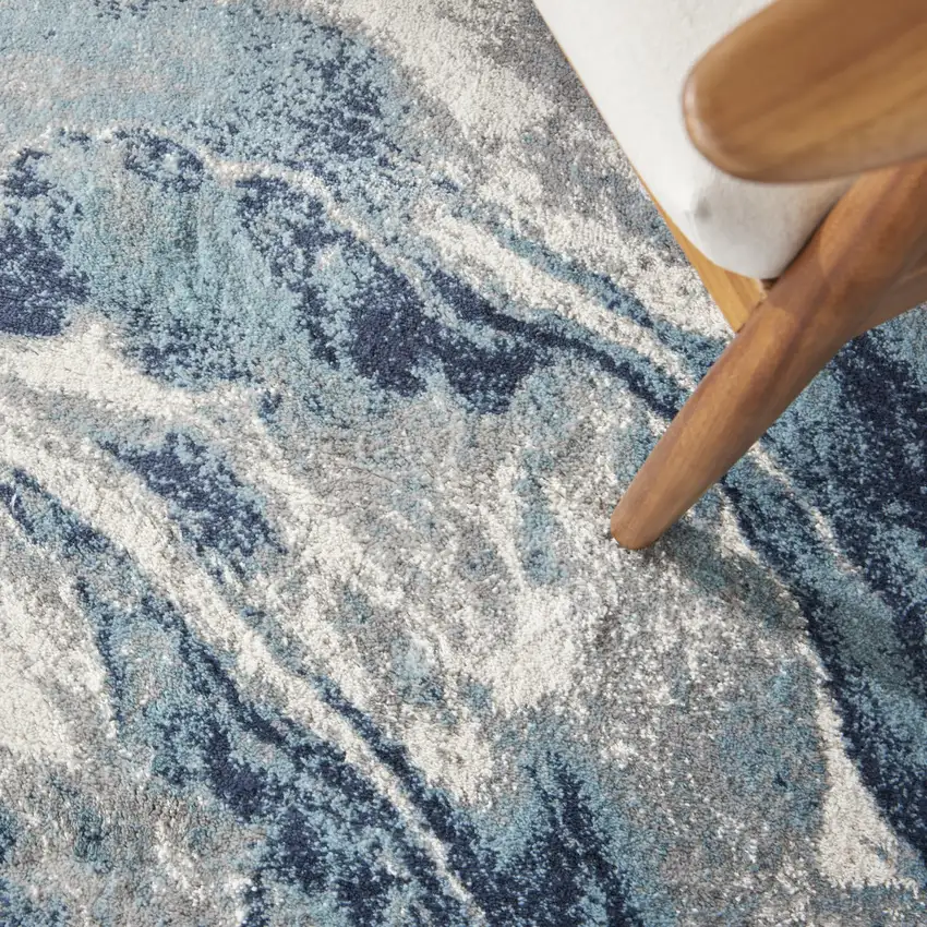 Blue Abstract Power Loom Area Rug Photo 7