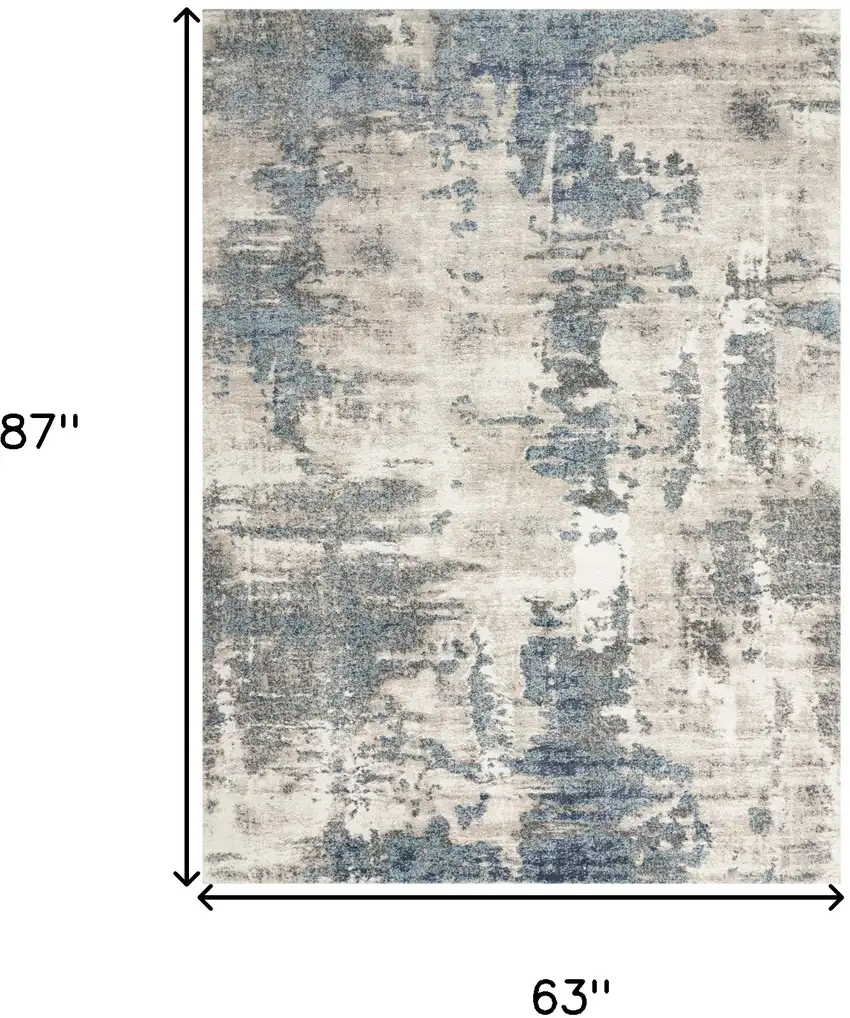 Blue Abstract Power Loom Area Rug Photo 3