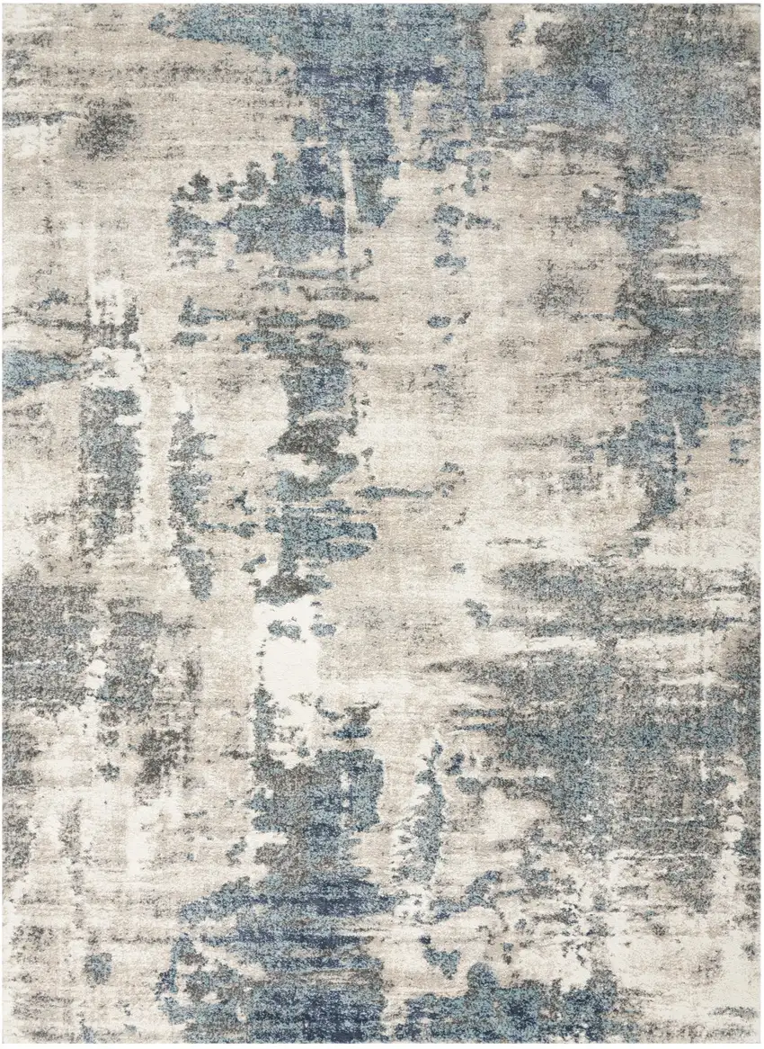 Blue Abstract Power Loom Area Rug Photo 4