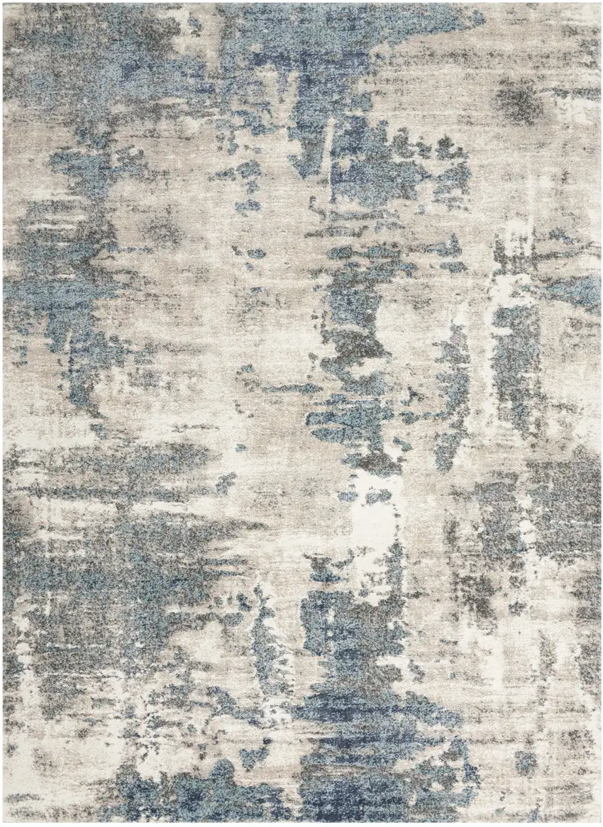 Blue Abstract Power Loom Area Rug Photo 1
