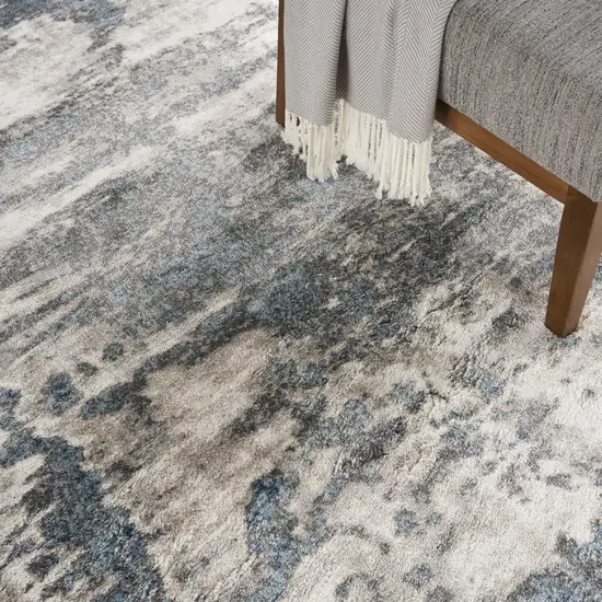 Blue Abstract Power Loom Area Rug Photo 4