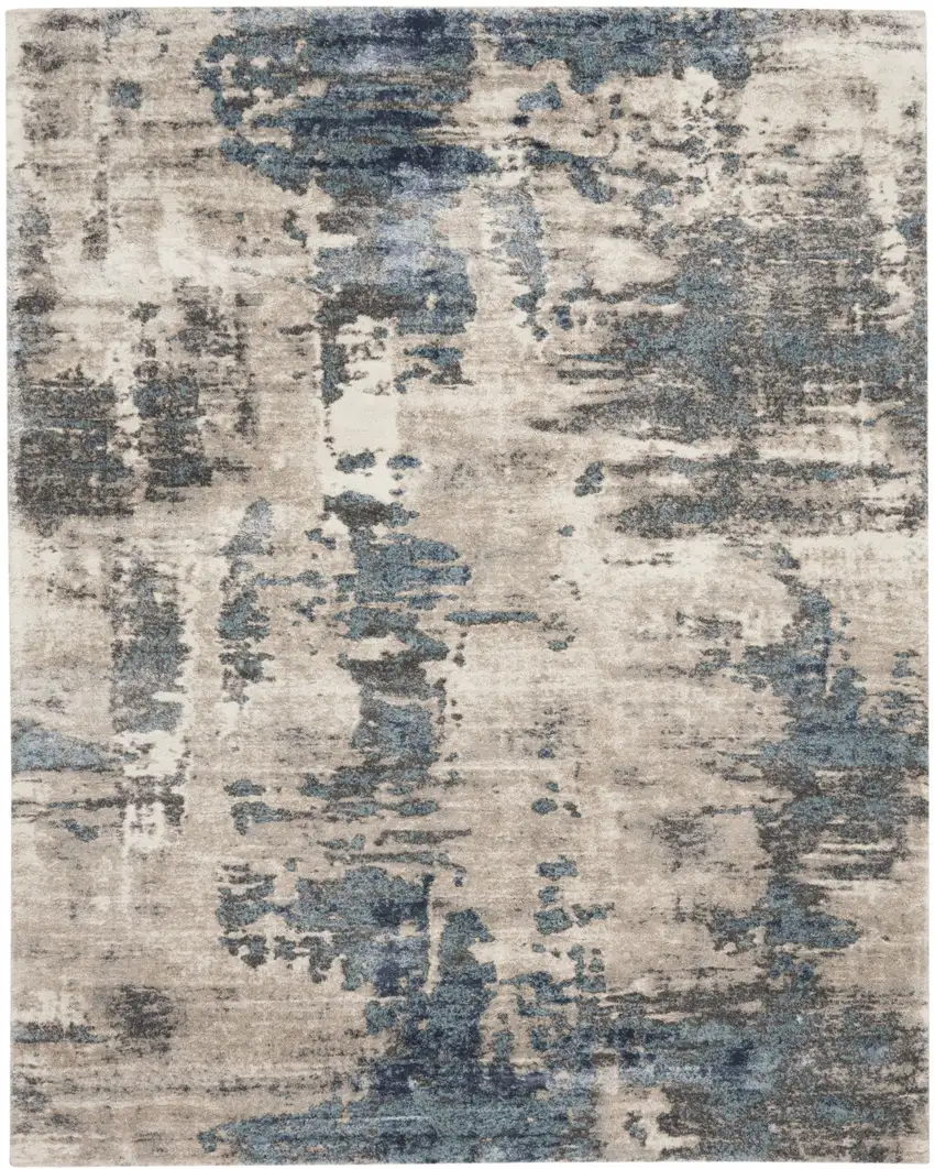 Blue Abstract Power Loom Area Rug Photo 4