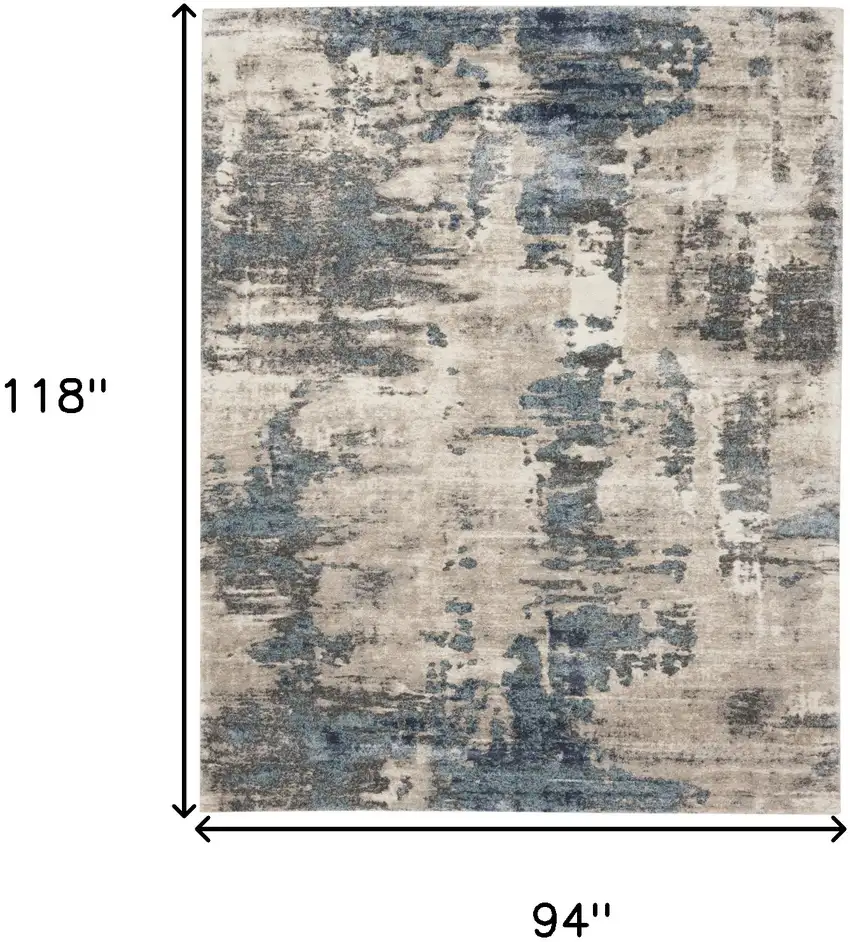 Blue Abstract Power Loom Area Rug Photo 3