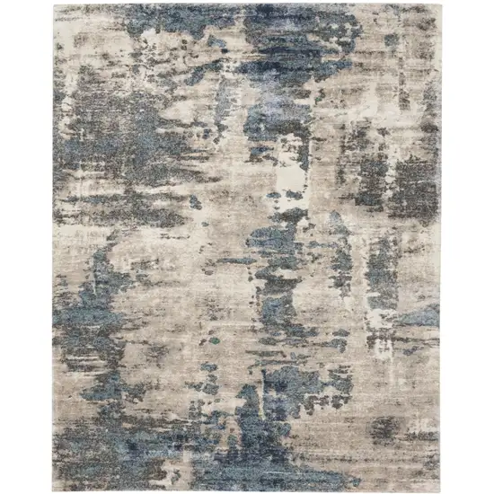 Blue Abstract Power Loom Area Rug Photo 1