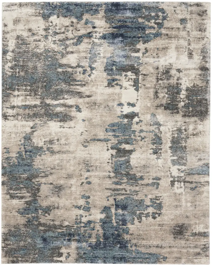 Blue Abstract Power Loom Area Rug Photo 1