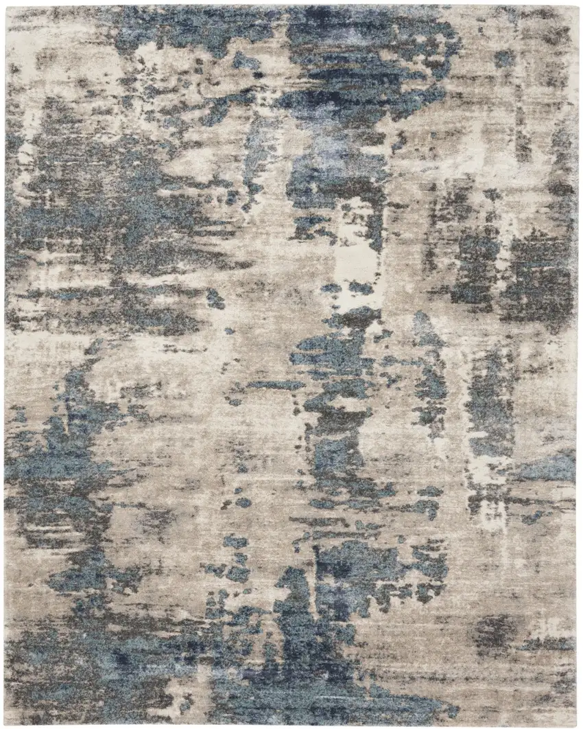 Blue Abstract Power Loom Area Rug Photo 2
