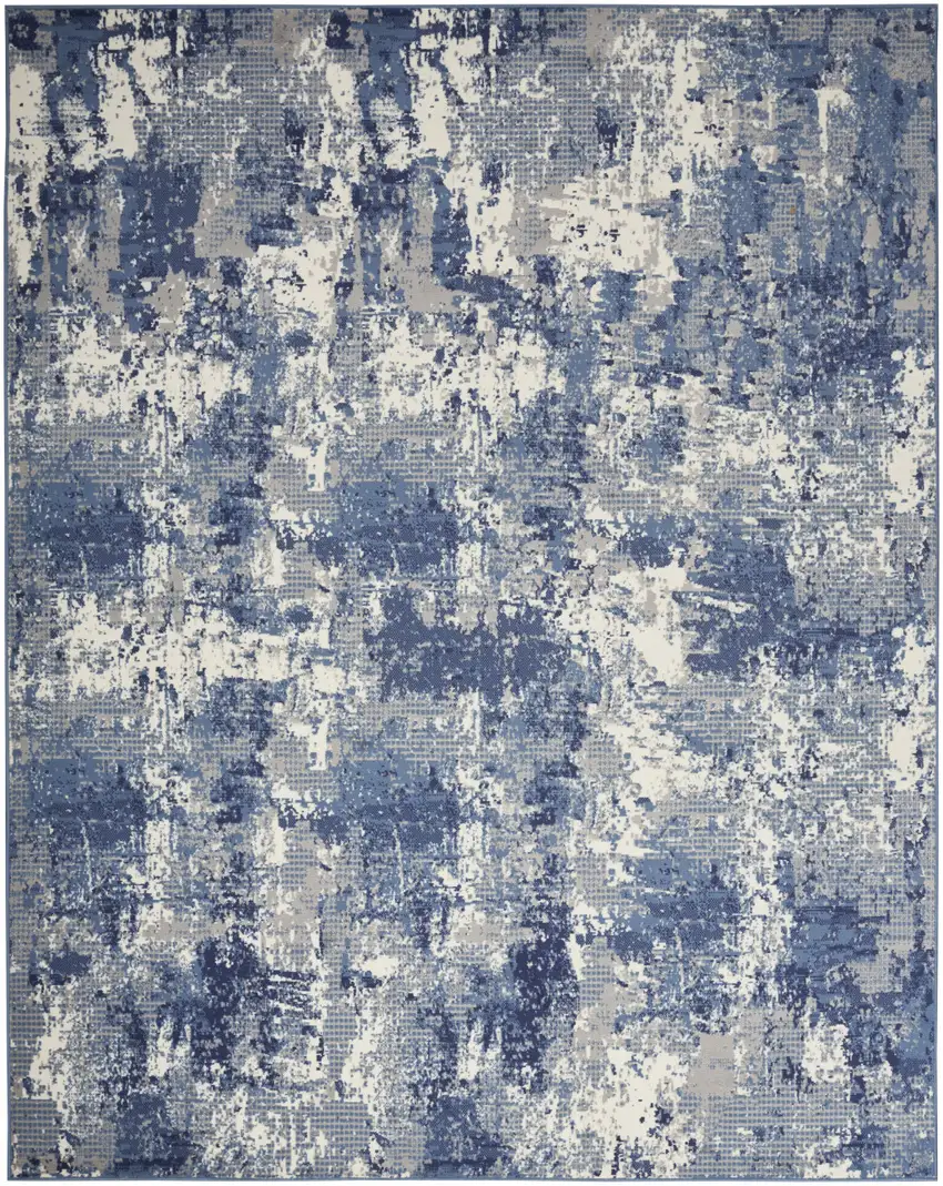 Blue Abstract Power Loom Area Rug Photo 2