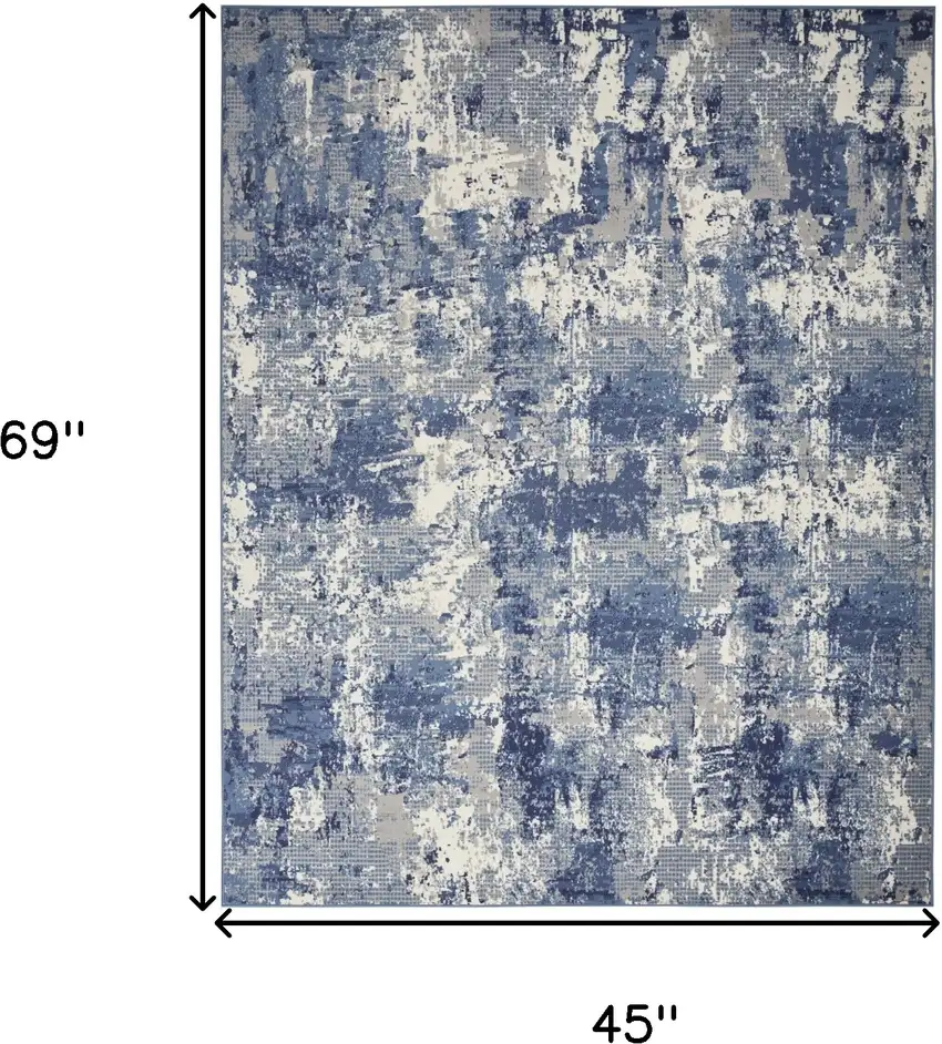 Blue Abstract Power Loom Area Rug Photo 3