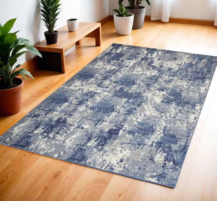 Blue Abstract Power Loom Area Rug Photo 1