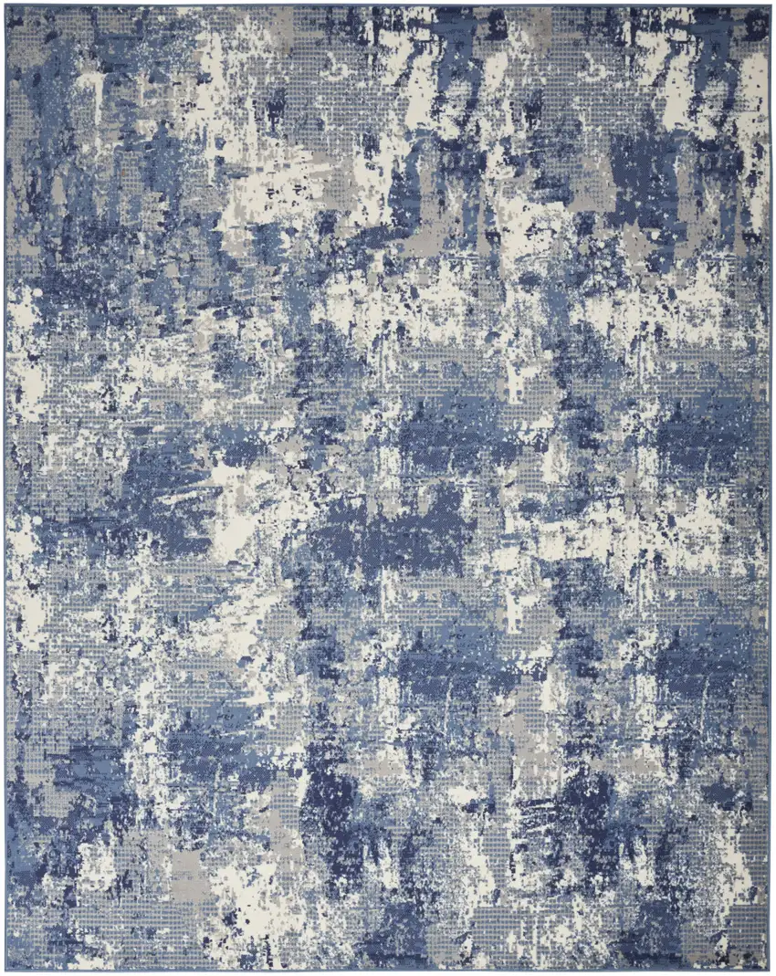 Blue Abstract Power Loom Area Rug Photo 4