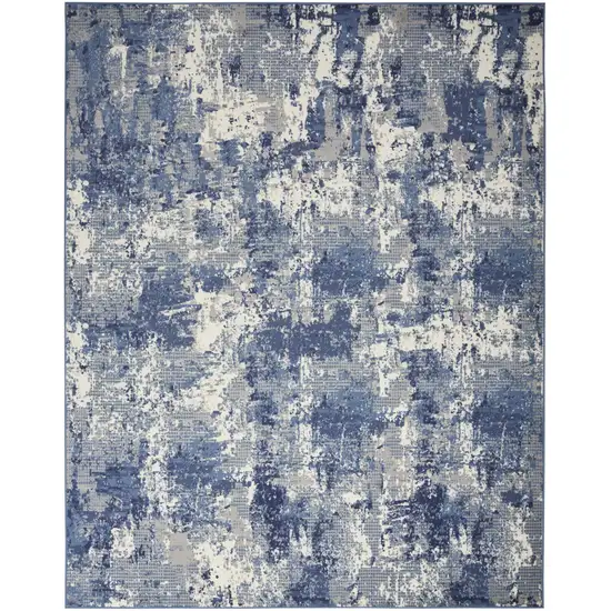 Blue Abstract Power Loom Area Rug Photo 1