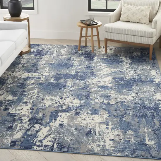 Blue Abstract Power Loom Area Rug Photo 6