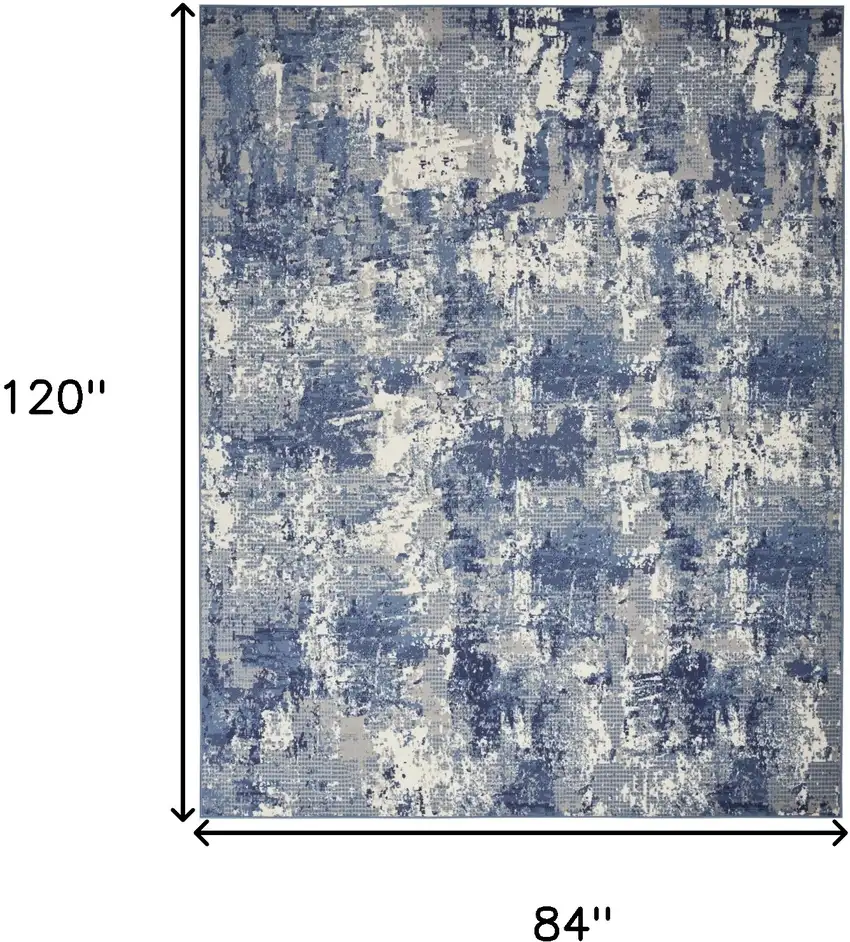 Blue Abstract Power Loom Area Rug Photo 3