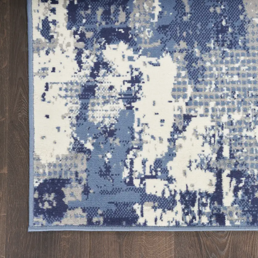 Blue Abstract Power Loom Area Rug Photo 5