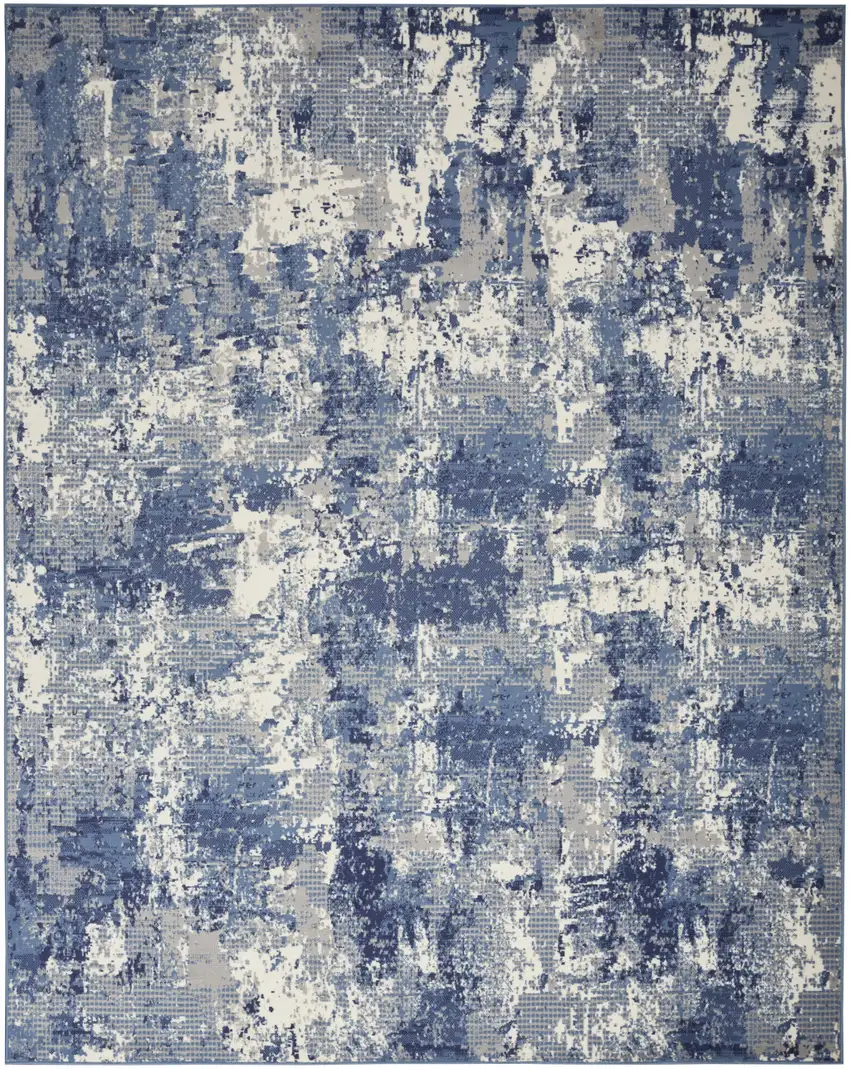 Blue Abstract Power Loom Area Rug Photo 1