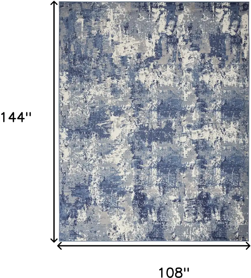 Blue Abstract Power Loom Area Rug Photo 3
