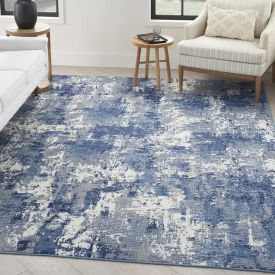 Blue Abstract Power Loom Area Rug Photo 3