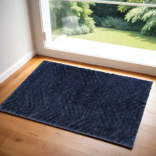 Blue Abstract Power Loom Area Rug Photo 1