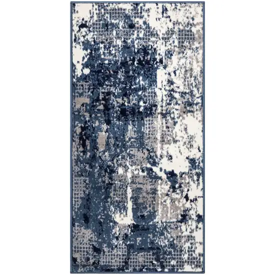 Blue Abstract Power Loom Area Rug Photo 7