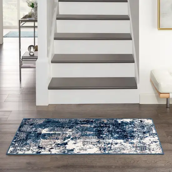Blue Abstract Power Loom Area Rug Photo 5