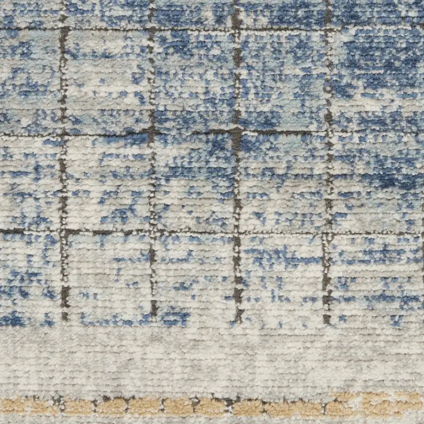 Blue Abstract Power Loom Distressed Non Skid Area Rug Photo 3