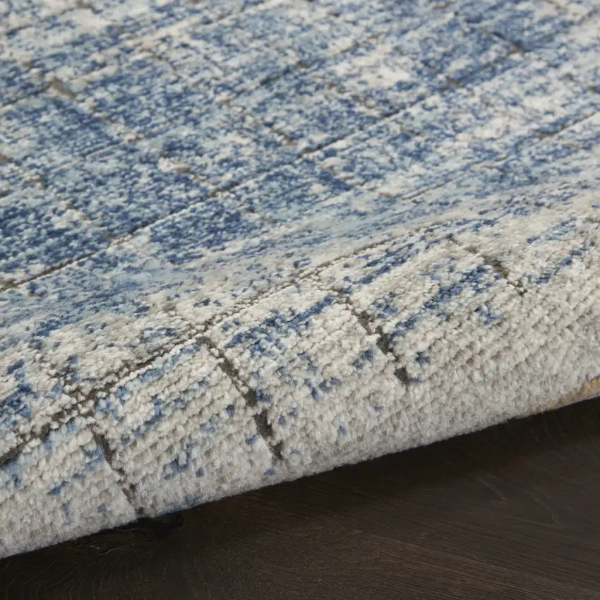 Blue Abstract Power Loom Distressed Non Skid Area Rug Photo 8