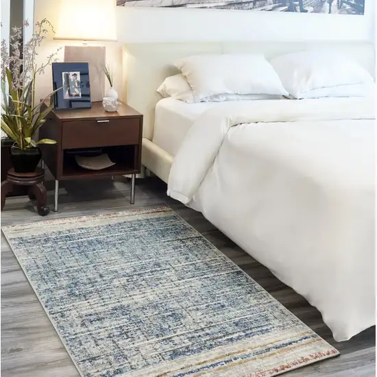 Blue Abstract Power Loom Distressed Non Skid Area Rug Photo 3