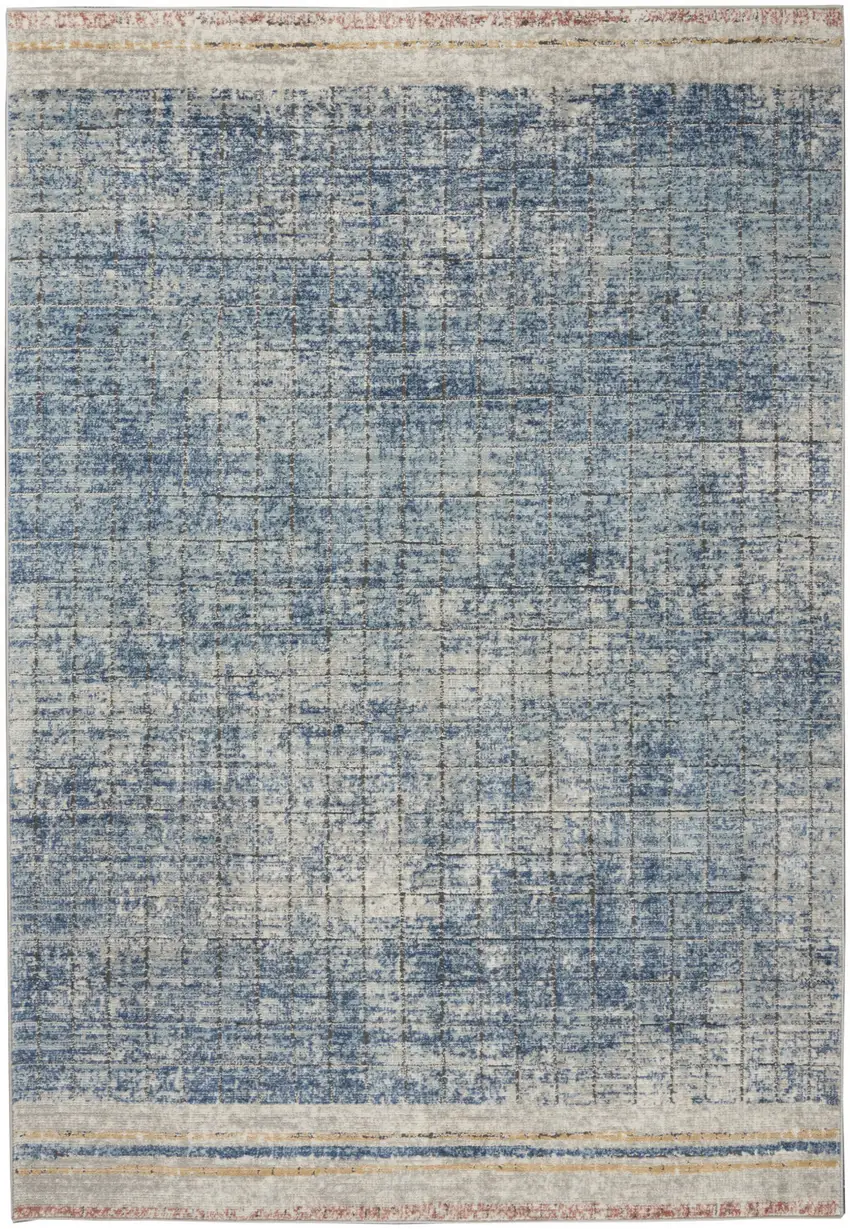 Blue Abstract Power Loom Distressed Non Skid Area Rug Photo 8