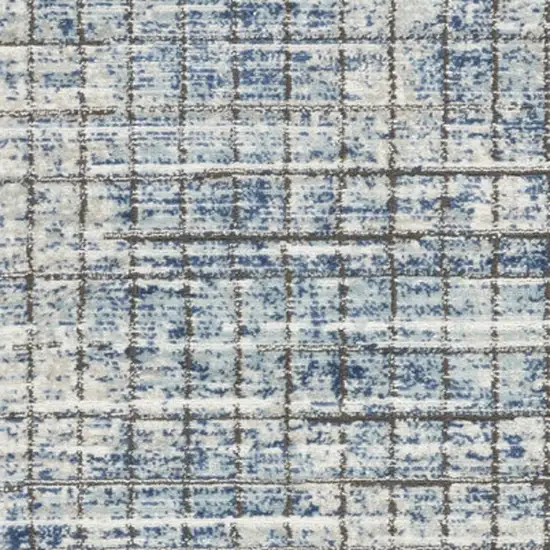 Blue Abstract Power Loom Distressed Non Skid Runner Rug Photo 1