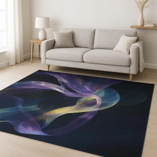 Blue Abstract Power Loom Non Skid Area Rug Photo 1