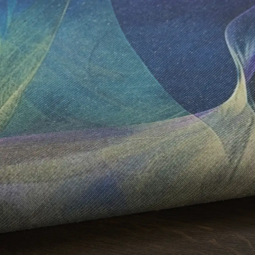 Blue Abstract Power Loom Non Skid Area Rug Photo 9