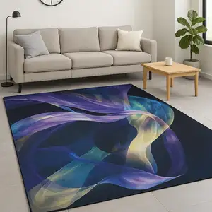 Photo of Blue Abstract Power Loom Non Skid Area Rug