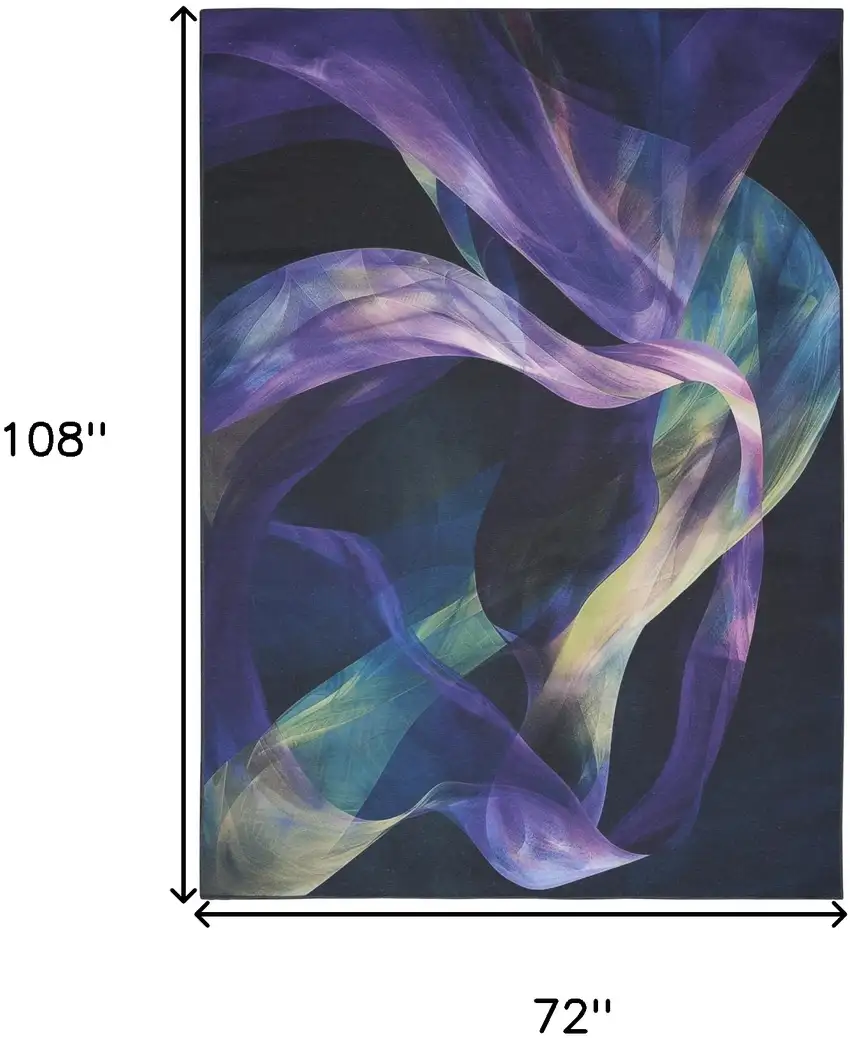 Blue Abstract Power Loom Non Skid Area Rug Photo 3