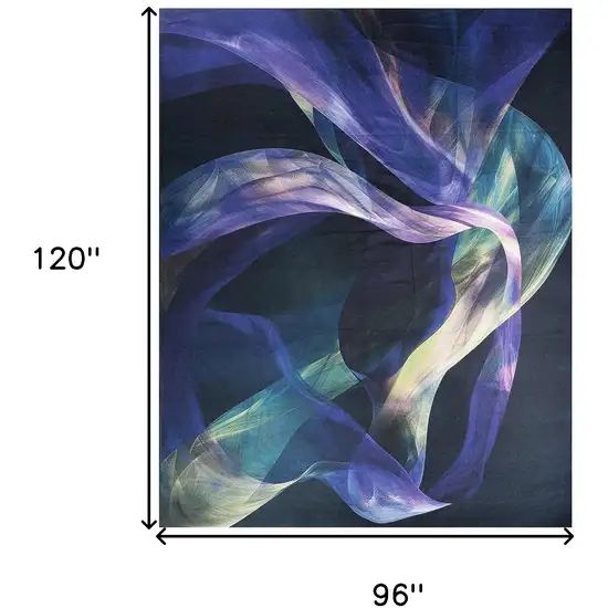 Blue Abstract Power Loom Non Skid Area Rug Photo 3