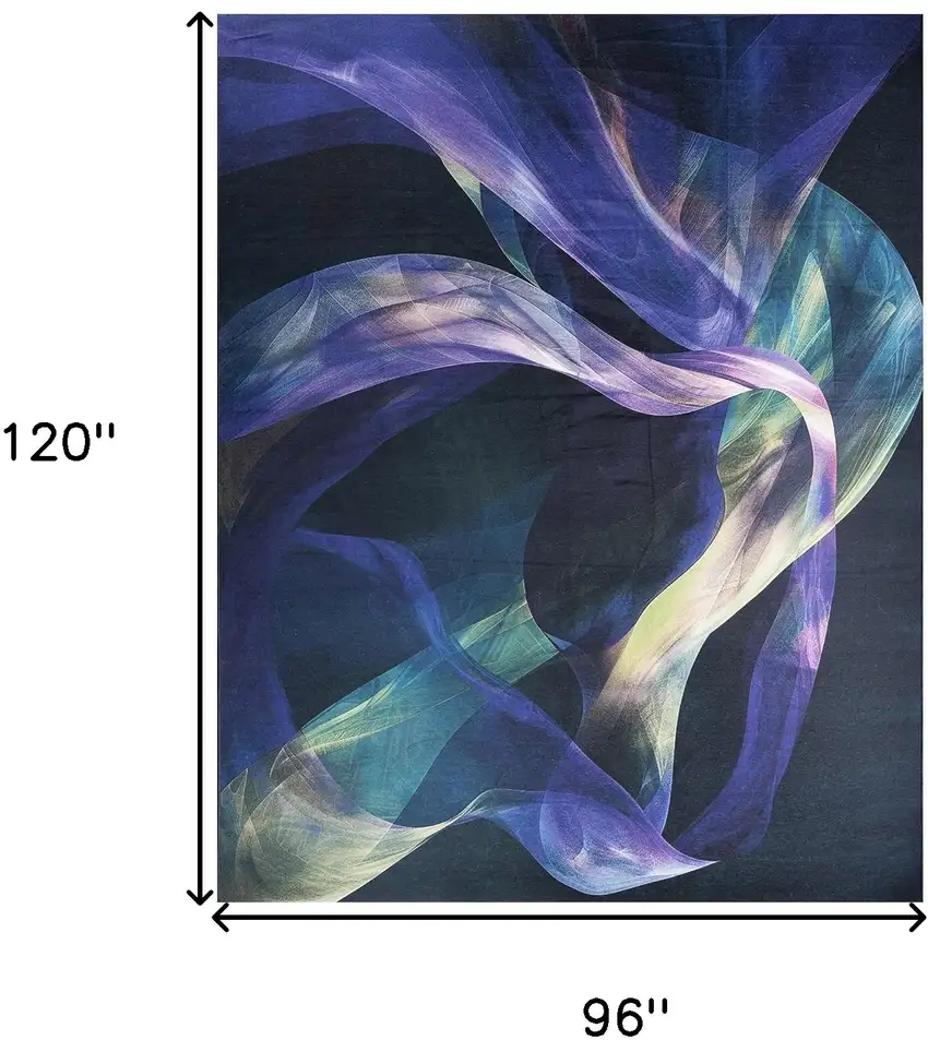 Blue Abstract Power Loom Non Skid Area Rug Photo 3