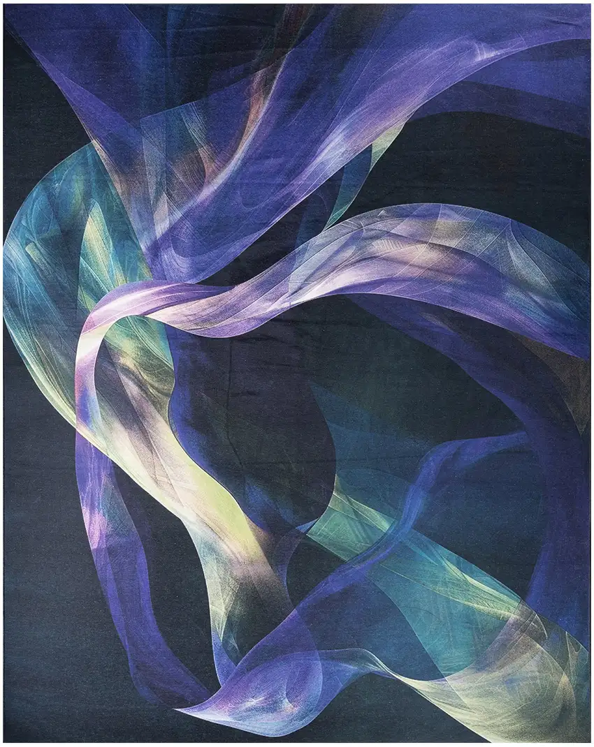 Blue Abstract Power Loom Non Skid Area Rug Photo 9