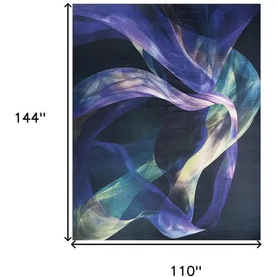 Blue Abstract Power Loom Non Skid Area Rug Photo 3