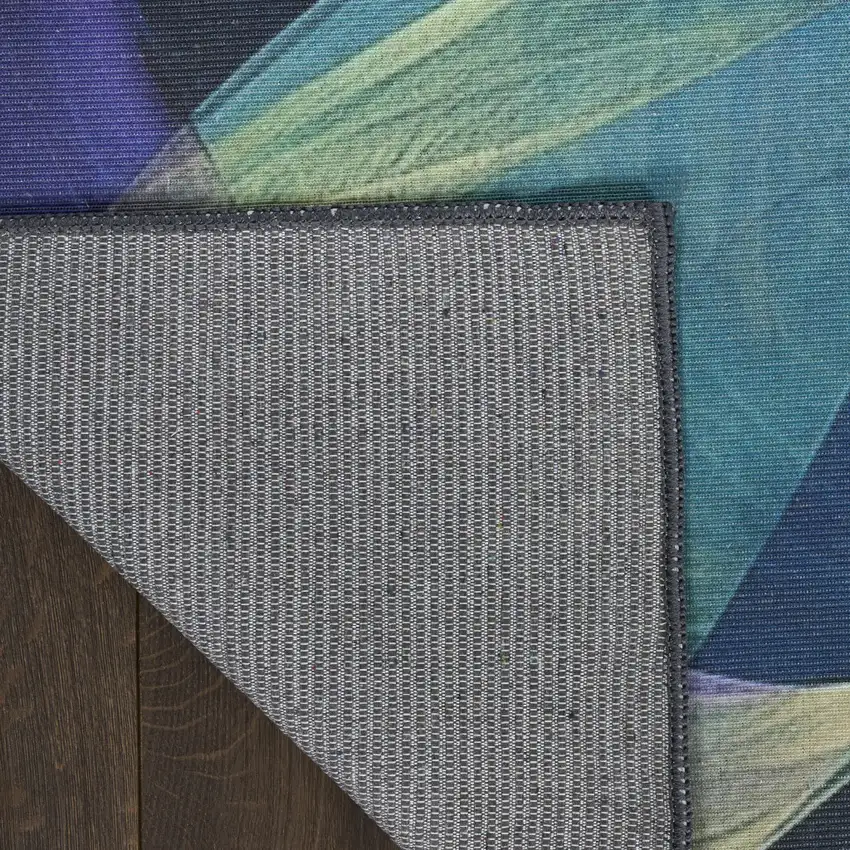 Blue Abstract Power Loom Non Skid Area Rug Photo 5