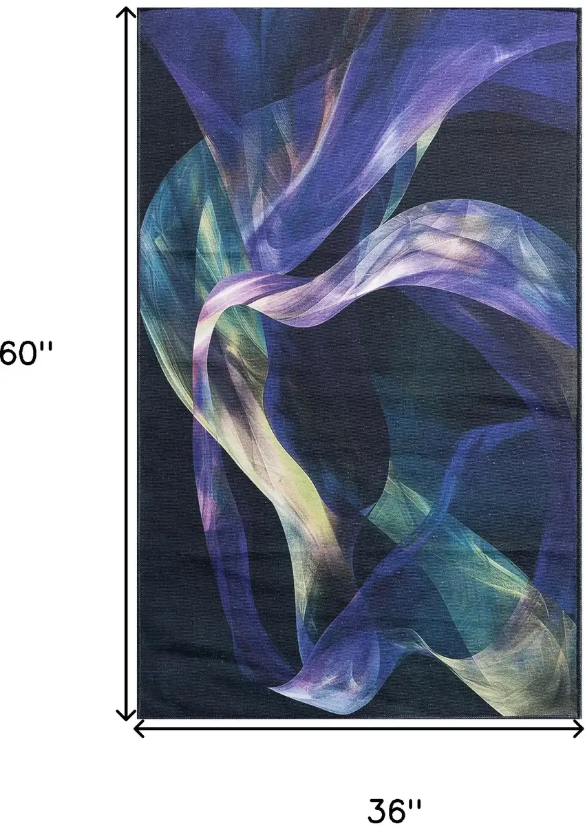 Blue Abstract Power Loom Non Skid Area Rug Photo 3