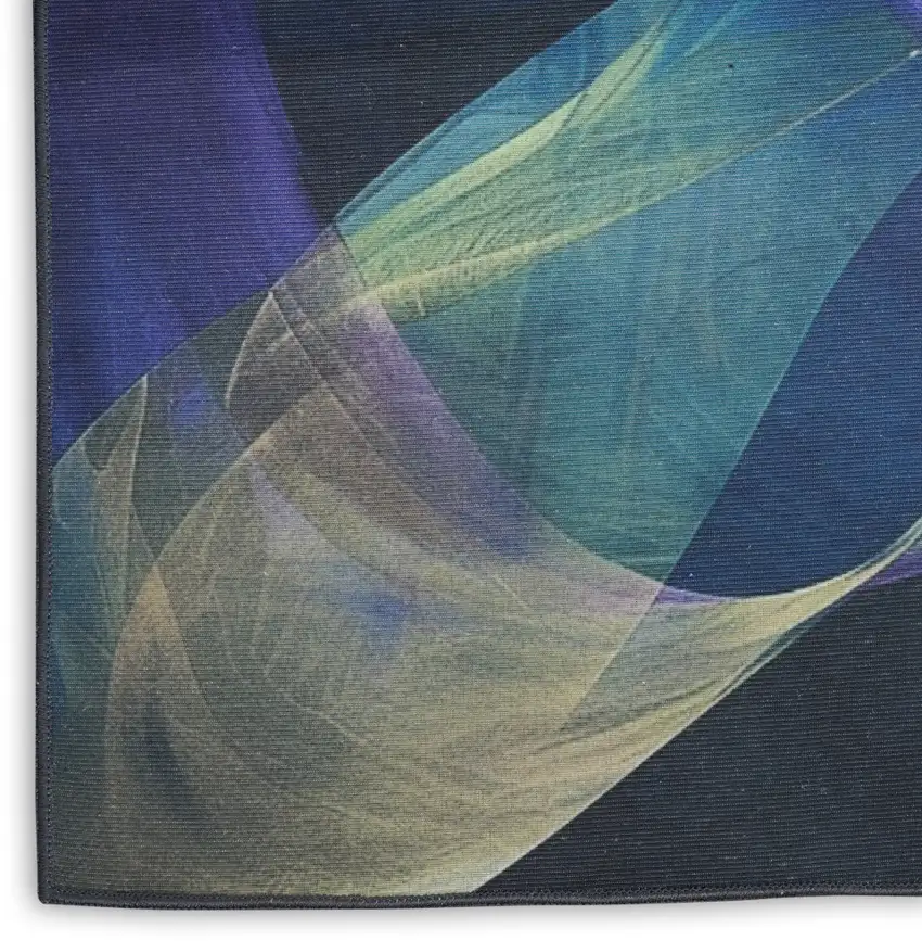 Blue Abstract Power Loom Non Skid Area Rug Photo 7