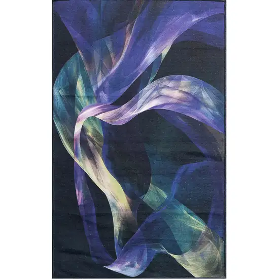 Blue Abstract Power Loom Non Skid Area Rug Photo 1