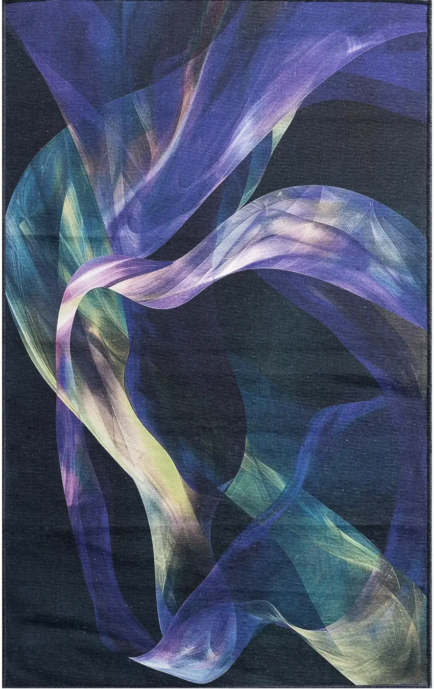 Blue Abstract Power Loom Non Skid Area Rug Photo 1