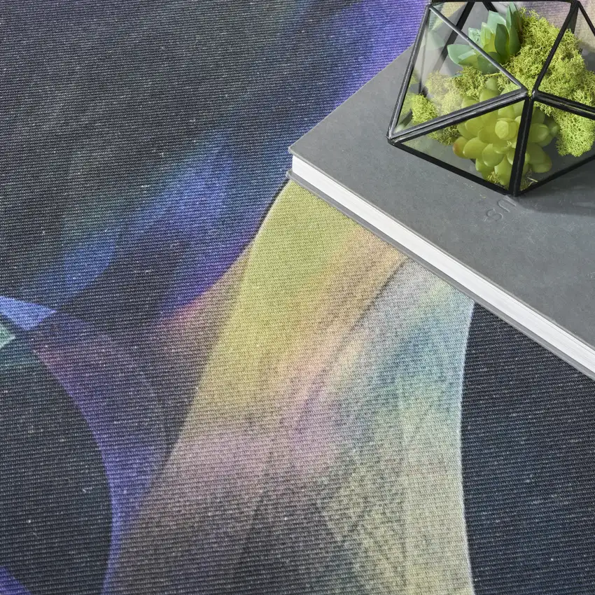 Blue Abstract Power Loom Non Skid Area Rug Photo 4