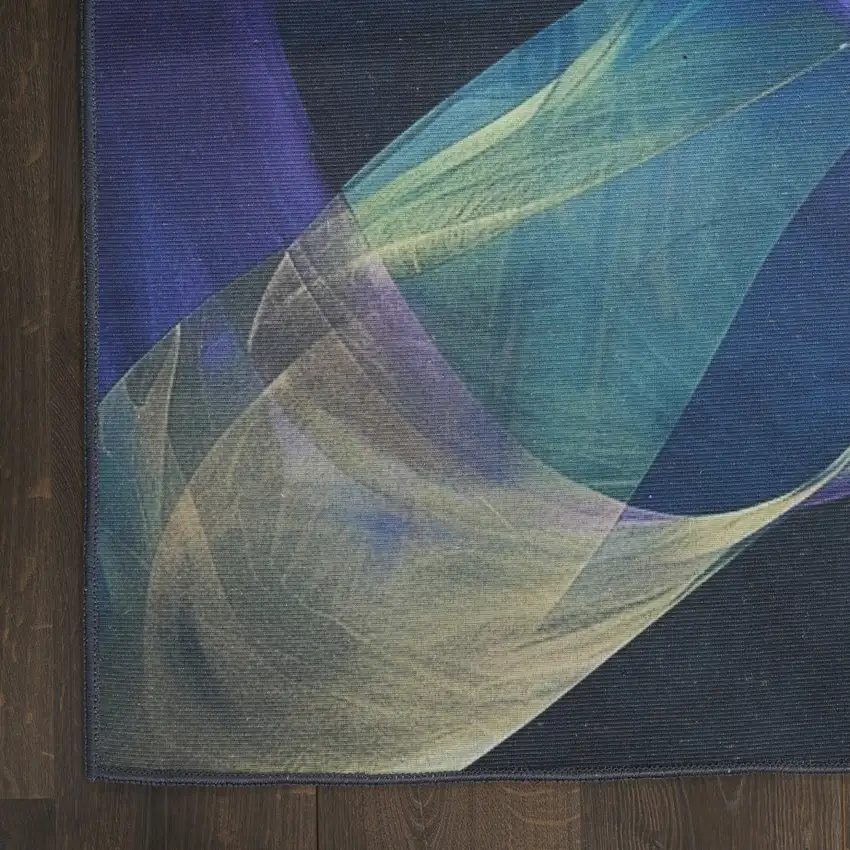 Blue Abstract Power Loom Non Skid Area Rug Photo 9